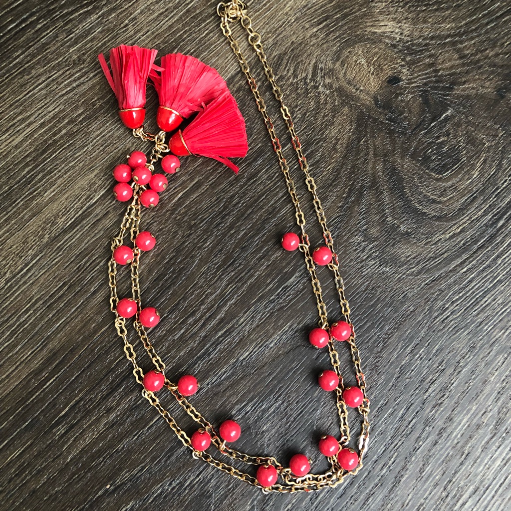 Fun Red And Gold Necklace. New.